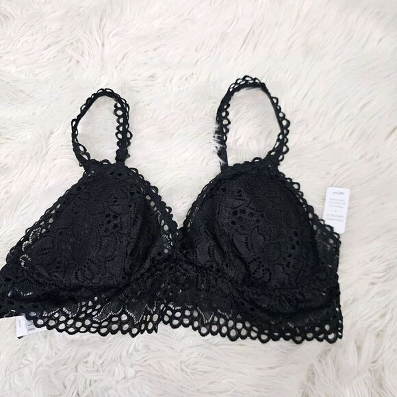 Aerie Women's Size XL Black Lace Bralette With Removable Pads Nwt Wireless - Picture 1 of 6